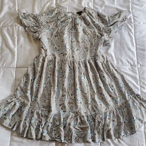 Ann Taylor Floral Babydoll Midi Dress Women's M White / Black